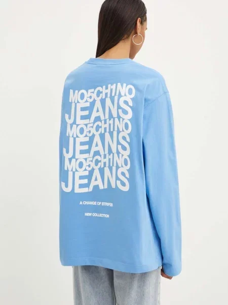 Блуза с дълги ръкави Moschino Jeans синьо