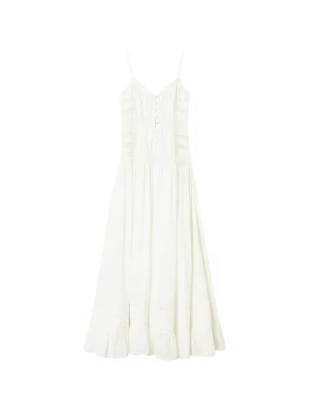 Maxi rochie maxi Twinset din dantelă de costum alb
