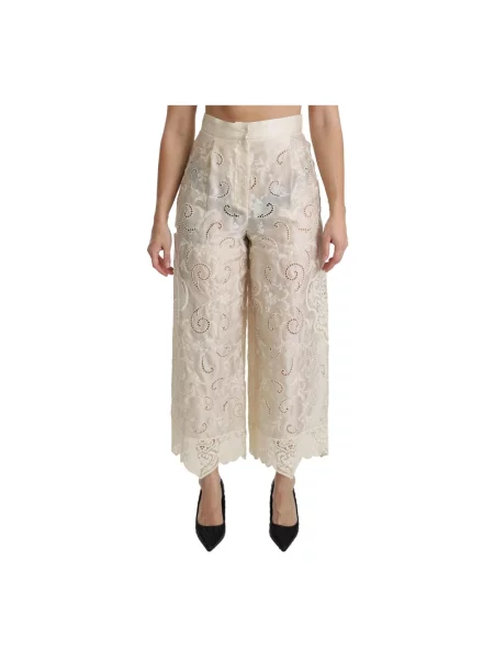 Spodnie Dolce And Gabbana z wysoką talią o krotszym kroju eleganckie białe