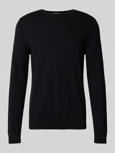 Sweter z dzianiny o kroju regular fit z czystej bawełny model ‘BERG’ Selected Homme czarny
