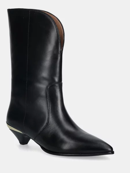 Kožené kotníkové boty Love Moschino na malém černá