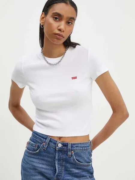 Тениска Levi's с ниско поло бяло