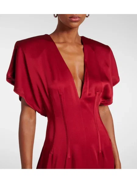 Rochie midi Stella Mccartney din satin drapată până la genunchi roșu