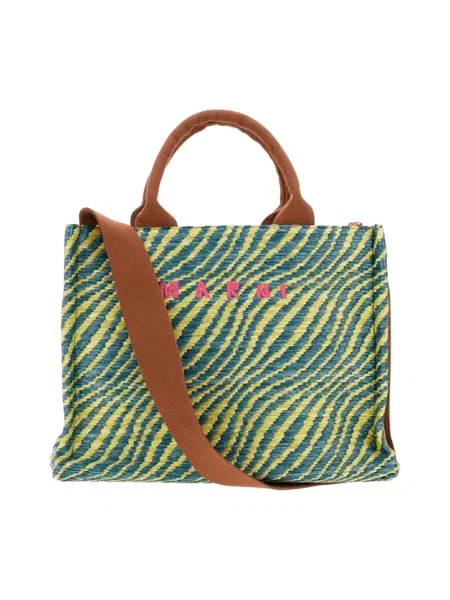 Shopperka Marni z logo zielona