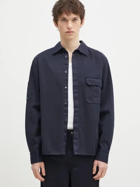 FILA+ koszula Utility relaxed z kołnierzykiem klasycznym granatowy