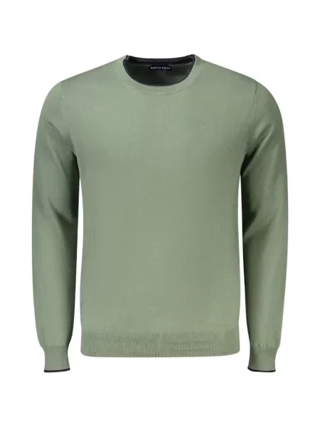 Pulover North Sails cu broderie cu decolteu rotund verde