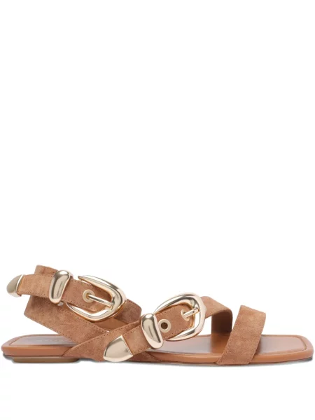 Sandale Stuart Weitzman din piele de căprioară fără toc maro