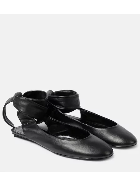 Balerini The Attico din piele slingback negru