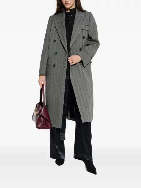 Двуредно палто Ferragamo с десен рибена кост сиво