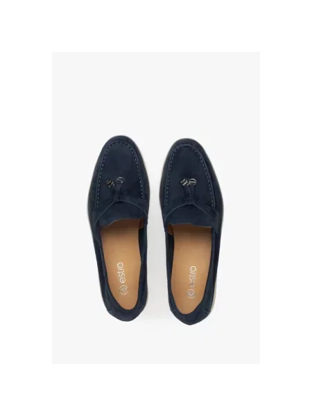 Велюровые лоферы Estro синие