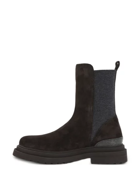 Botine Brunello Cucinelli din piele de căprioară maro