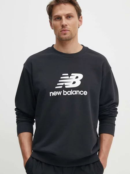 Bluza New Balance Stacked Logo French Terry Crew black czarna