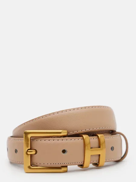 Кожаный ремень Borsa Leather с ремешками бежевый