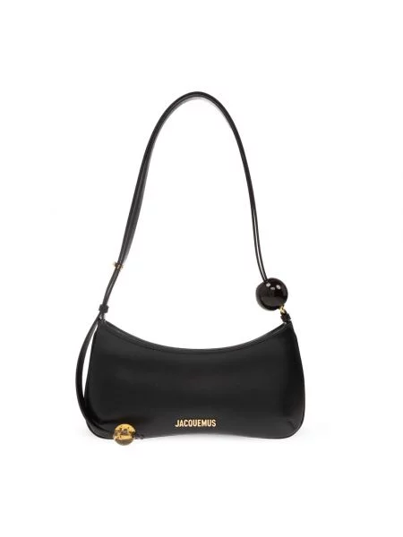 Torebka skórzana Jacquemus z perełkami czarna