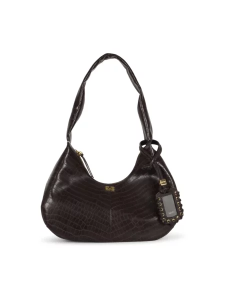 Torebka hobo Ganni brązowa