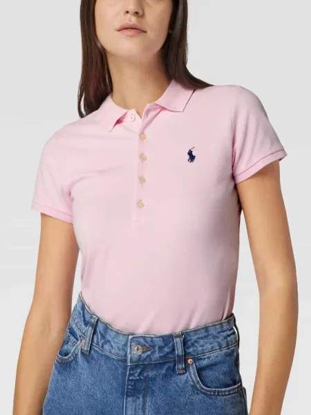 Koszulka polo o kroju slim fit z wyhaftowanym logo model ‘JULIE’ Ralph Lauren różowe