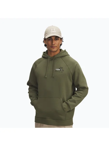 Hanorac pentru bărbați Under Armour Rival Fleece HBR Logo Hoodie marine od green/stone verde