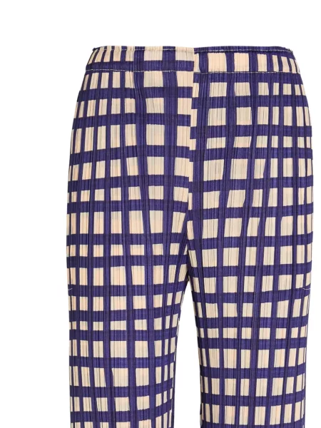 Hlače Pleats Please Issey Miyake karirane plava