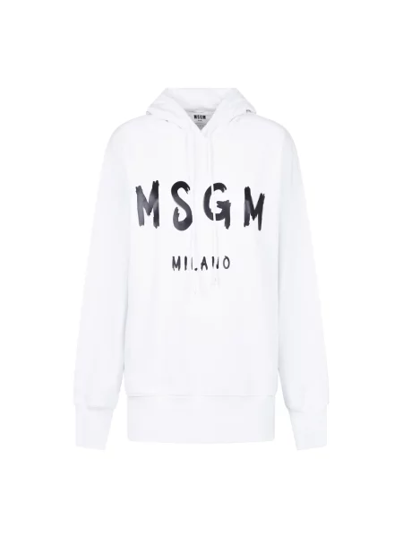 Bluza z kapturem Msgm z kapturem z nadrukiem biała