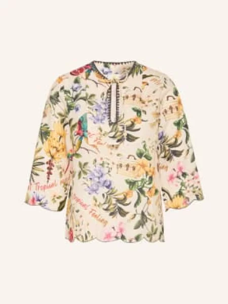 Princess Goes Hollywood Bluzka Z Lnu Z Rękawami weiss beżowa