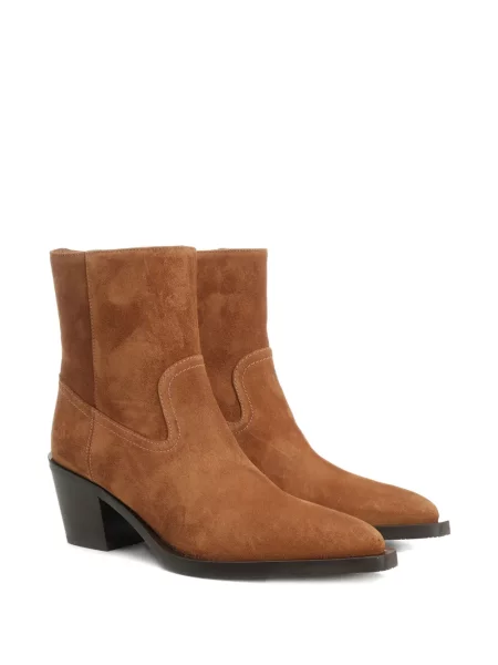 Cizme scurte Stuart Weitzman din piele de căprioară maro