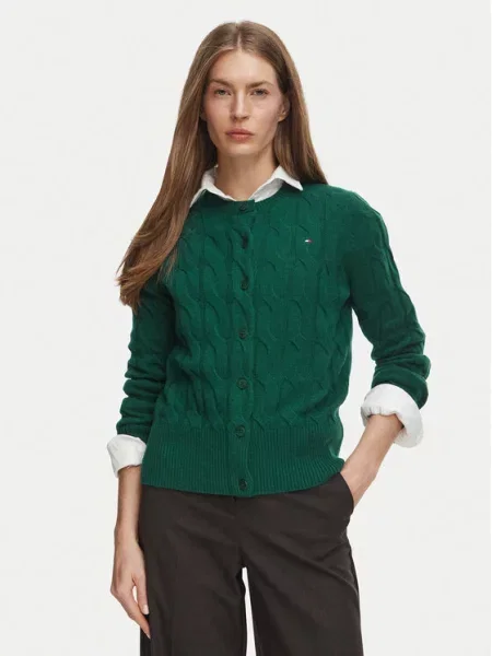 Tommy Hilfiger kardigan za žene od vune zelena