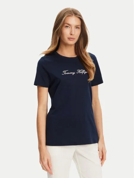 Tommy Hilfiger Póló Script Regular Fit sötétkék