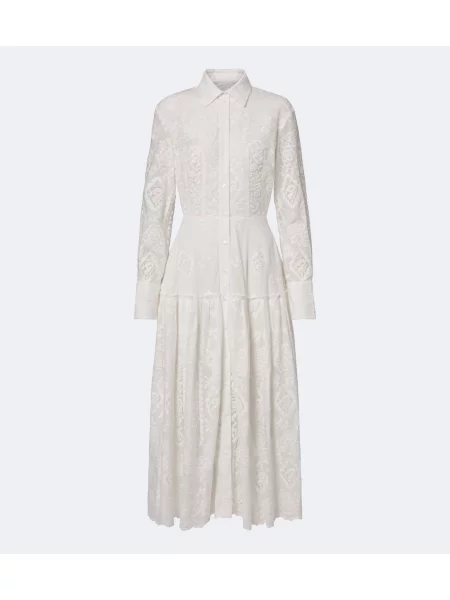Rochie tip cămașă Erdem cu broderie cu model floral alb