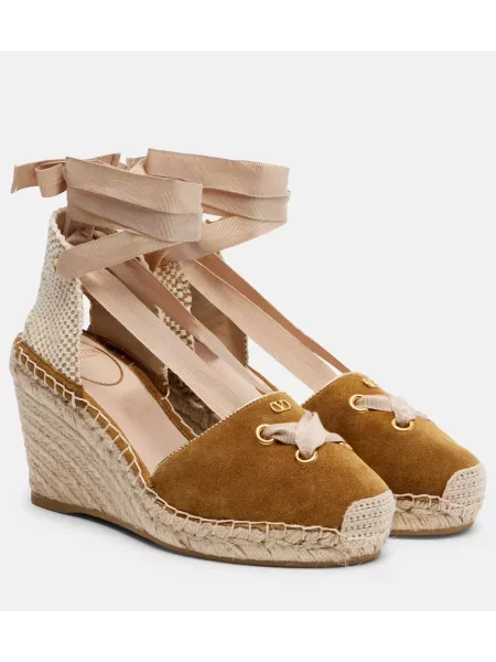 Espadrile Valentino Garavani din piele de căprioară maro