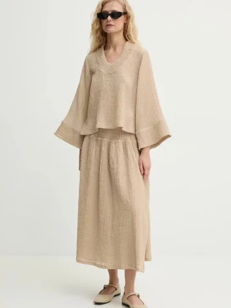 By Malene Birger bluzka MOON gładka beżowy
