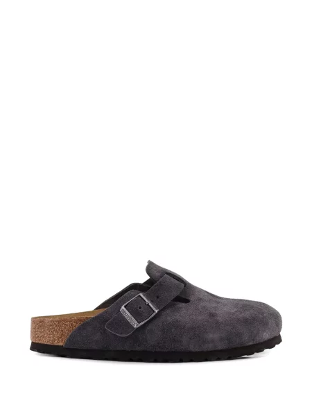 Reglabil sandale Birkenstock din piele de căprioară cu cataramă gri