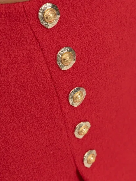 Fusta mini Balmain de lână roșu