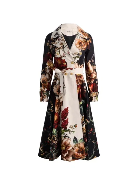 Trenci Alice + Olivia cu model floral cu imagine negru