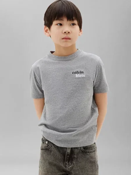 Calvin Klein Jeans majica za djecu od pamuka siva