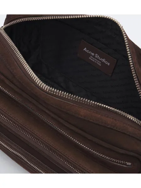 Geantă Acne Studios din piele de căprioară maro
