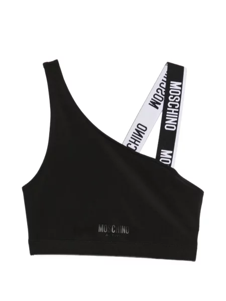 Sutien sport Moschino asimetric cu autograf negru