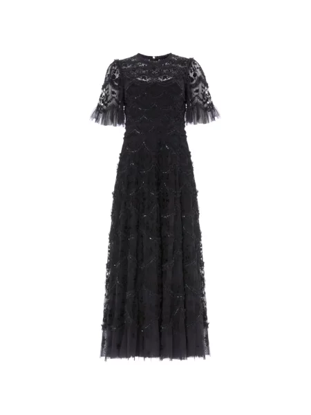 Rochie maxi Needle & Thread cu paiete negru