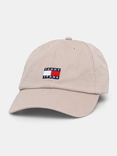 Шапка с козирка Tommy Jeans с апликация бежово