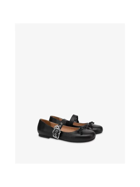 Balerinki Love Moschino skórzane czarne