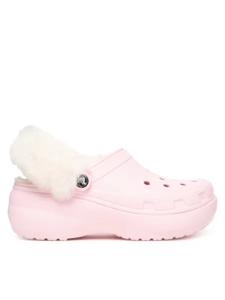 Natikači Crocs Classic Platform Fuzz Lined Clog roza