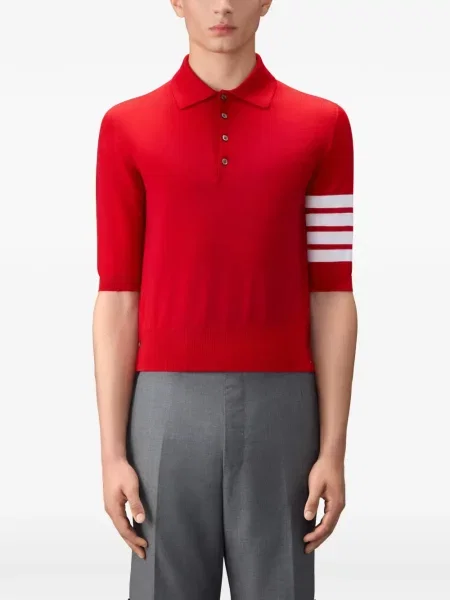 Поло тениска Thom Browne от мерино вълна червено