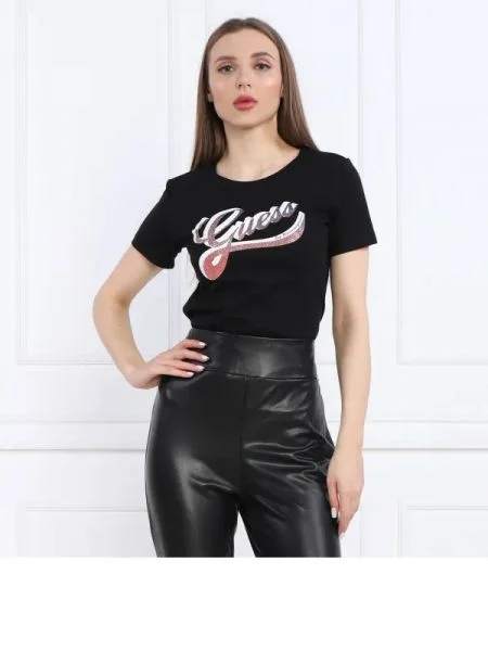 GUESS Tricou SHADED LOGO negru