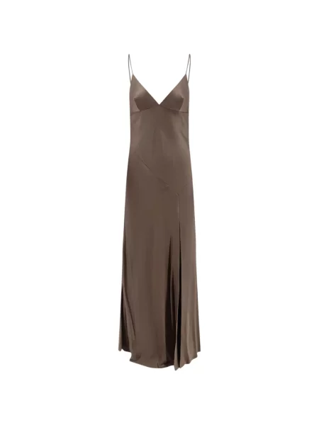 Rochie maxi Alberta Ferretti din satin maro