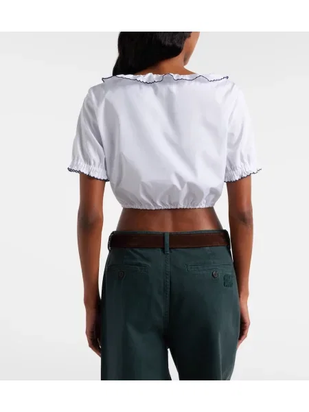 Decupat top Miu Miu din poplin alb