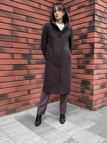 Пальто CAT ORANGE темно-коричневий вовна/віскоза помаранчеве