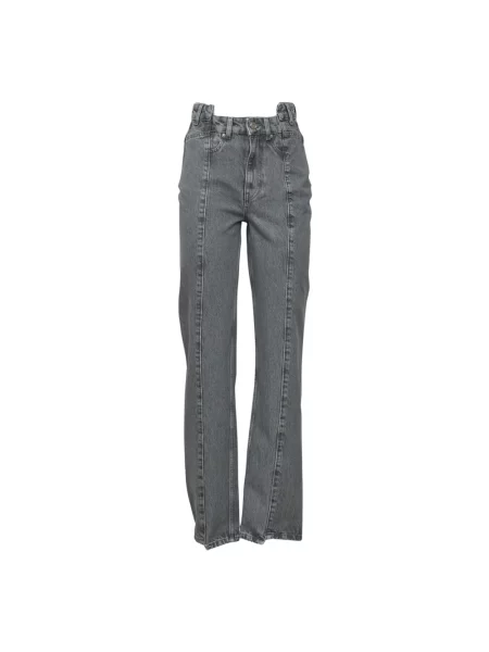Jeansy straight leg Ganni szare