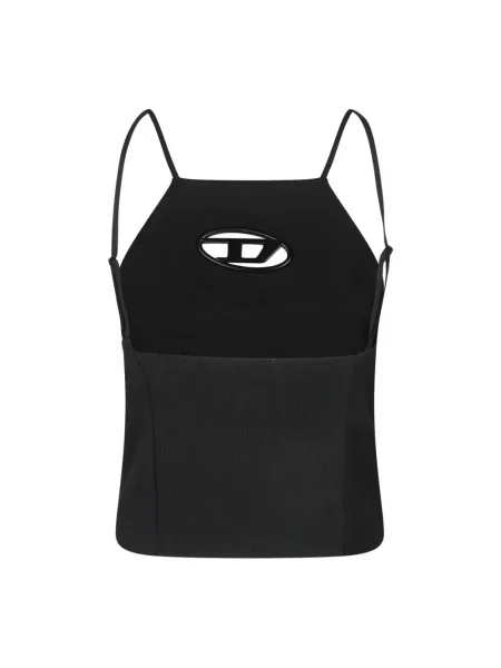 Top Diesel wełniany elegancki z dekoltem halter czarny