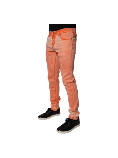 Skinny jeansy skinny Dolce And Gabbana pomarańczowe