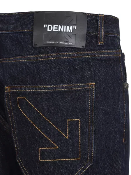 Blugi Off-white cu broderie alb