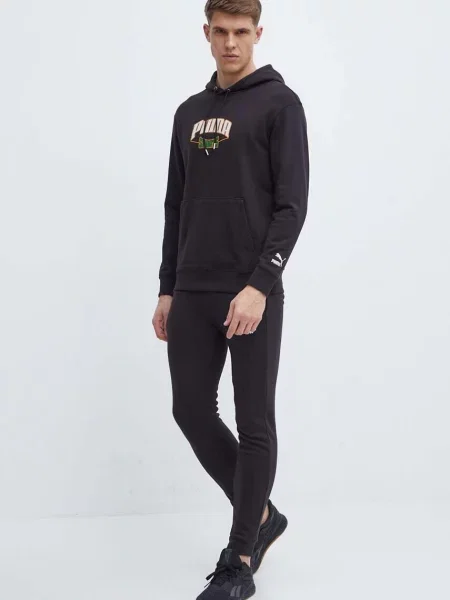 Puma bluza z kapturem z nadrukiem czarny